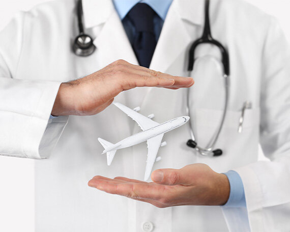 Doctor holding a plane